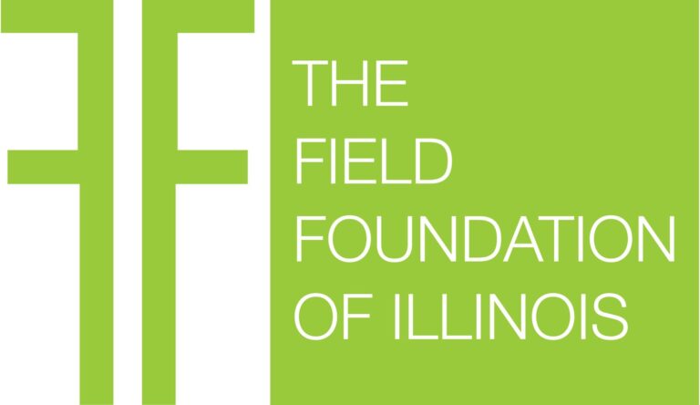 Lime Green Logo with two F letters, one flipped in the opposite direction. "The Field Foundation of Illinois"